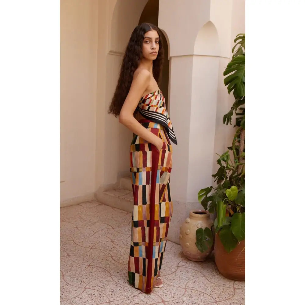 Alémais x LRNCE Marjorelle printed linen and silk palazzo pants - Bottoms