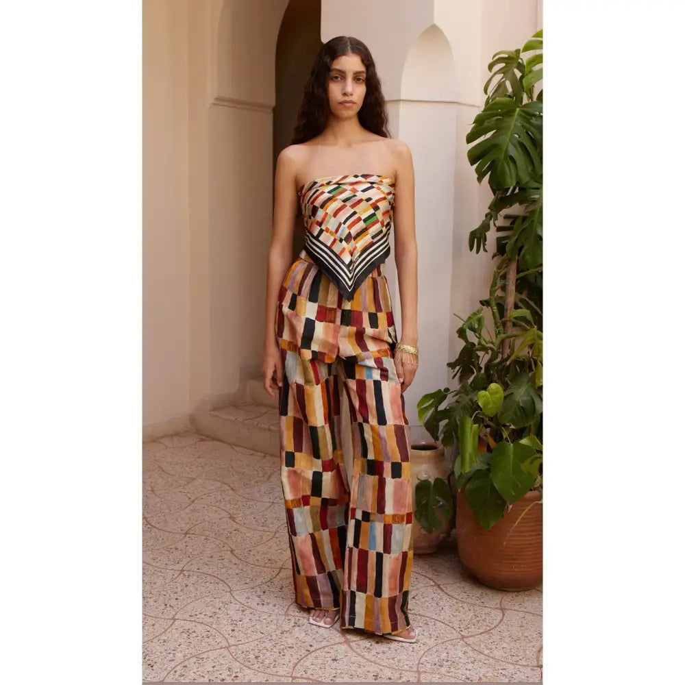 Alémais x LRNCE Marjorelle printed linen and silk palazzo pants - Bottoms