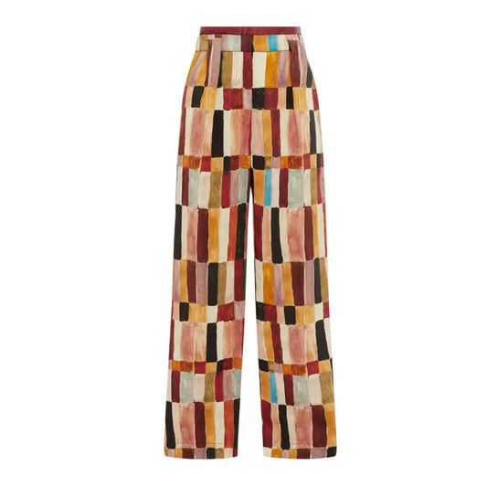 Alémais x LRNCE Marjorelle printed linen and silk palazzo pants - Bottoms