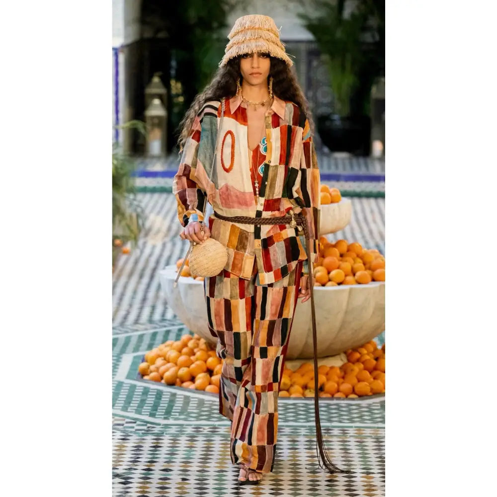 Alémais x LRNCE Marjorelle printed linen and silk palazzo pants - Bottoms