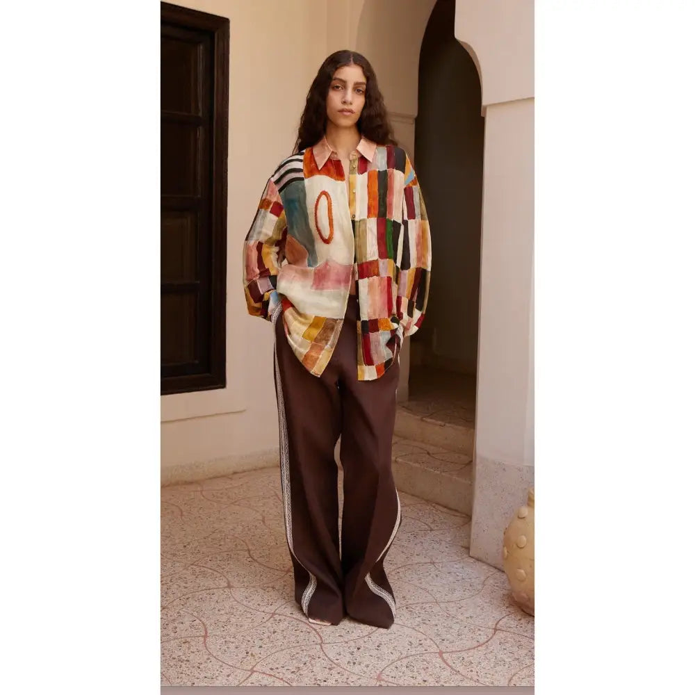 Alemais x LRNCE Marjorelle printed linen and silk shirt - Tops