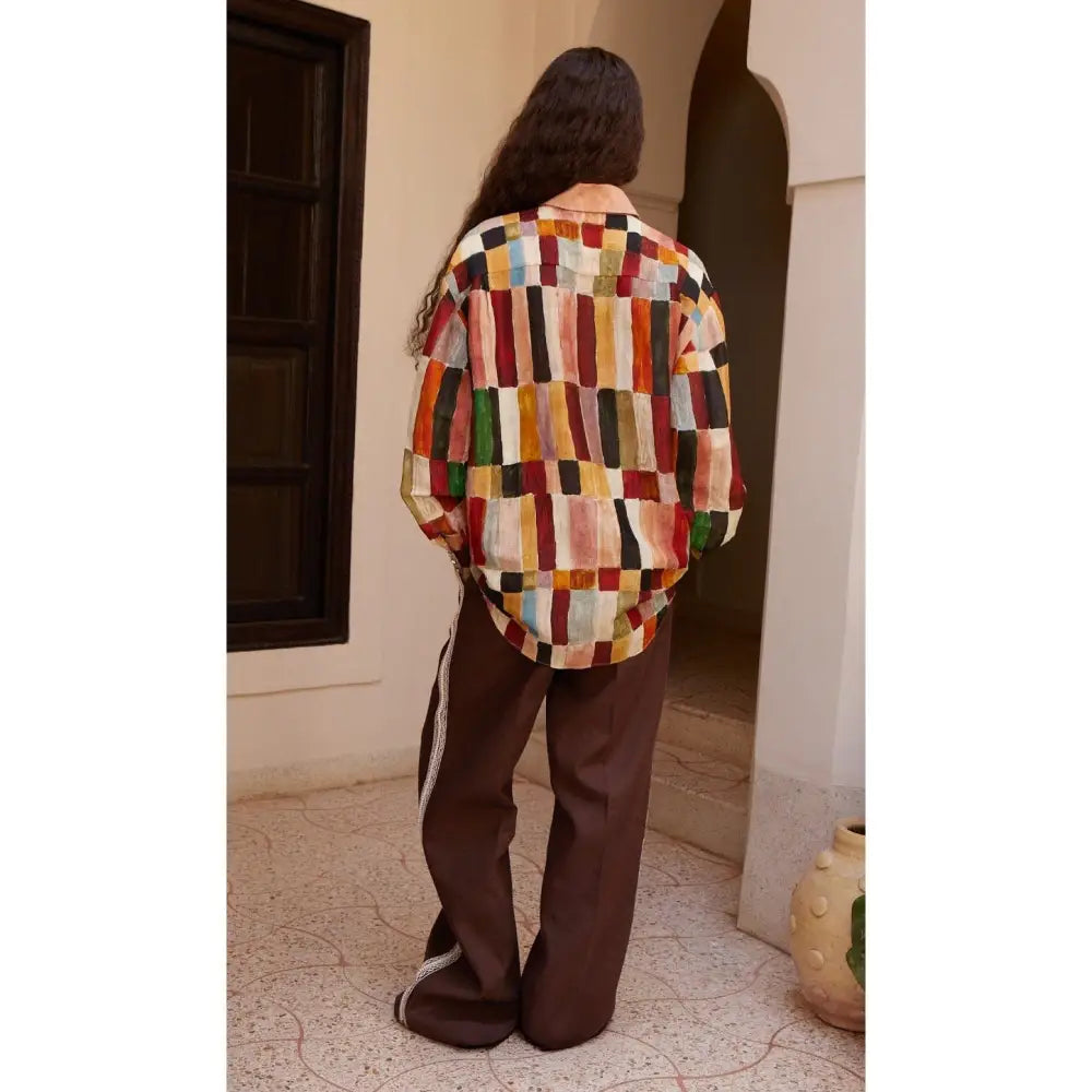 Alemais x LRNCE Marjorelle printed linen and silk shirt - Tops