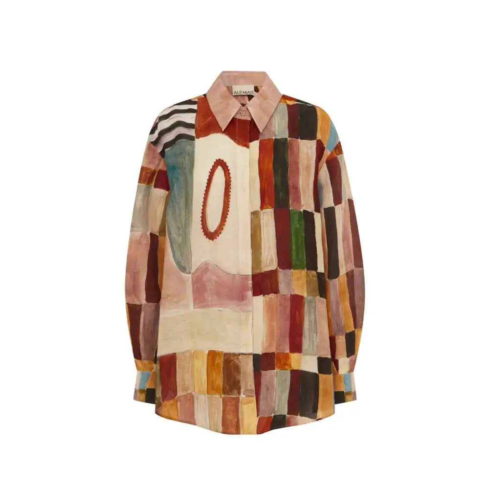 Alemais x LRNCE Marjorelle printed linen and silk shirt - Tops