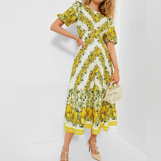 ALEMAIS Yellow Gisela Midi Dress - ALEMAIS Bernardi Collective