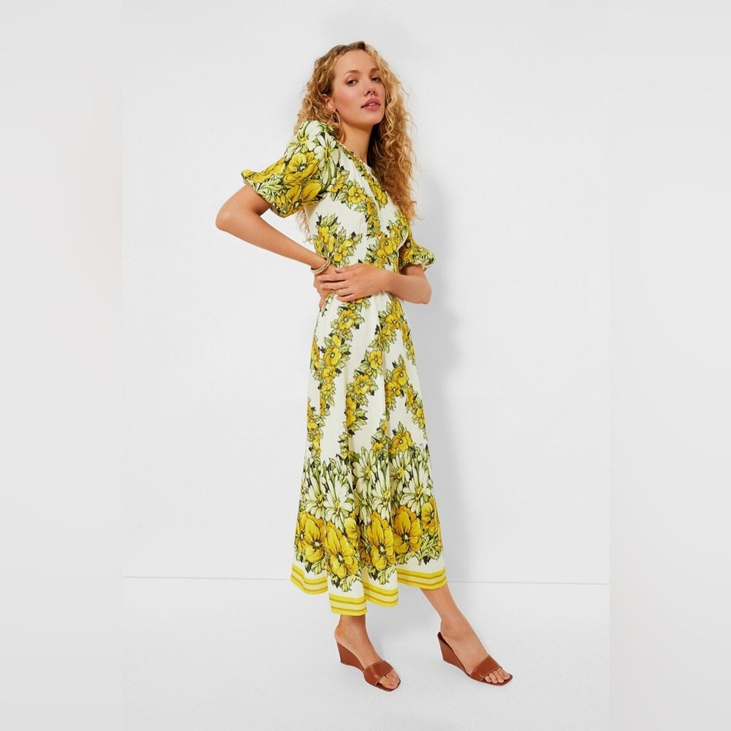 ALEMAIS Yellow Gisela Midi Dress - ALEMAIS Bernardi Collective