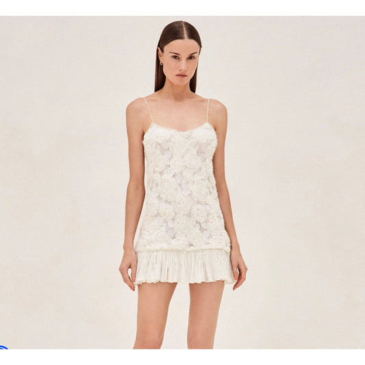 ALEXIS Blanc Dress White Rosette Mini | Party Dress
