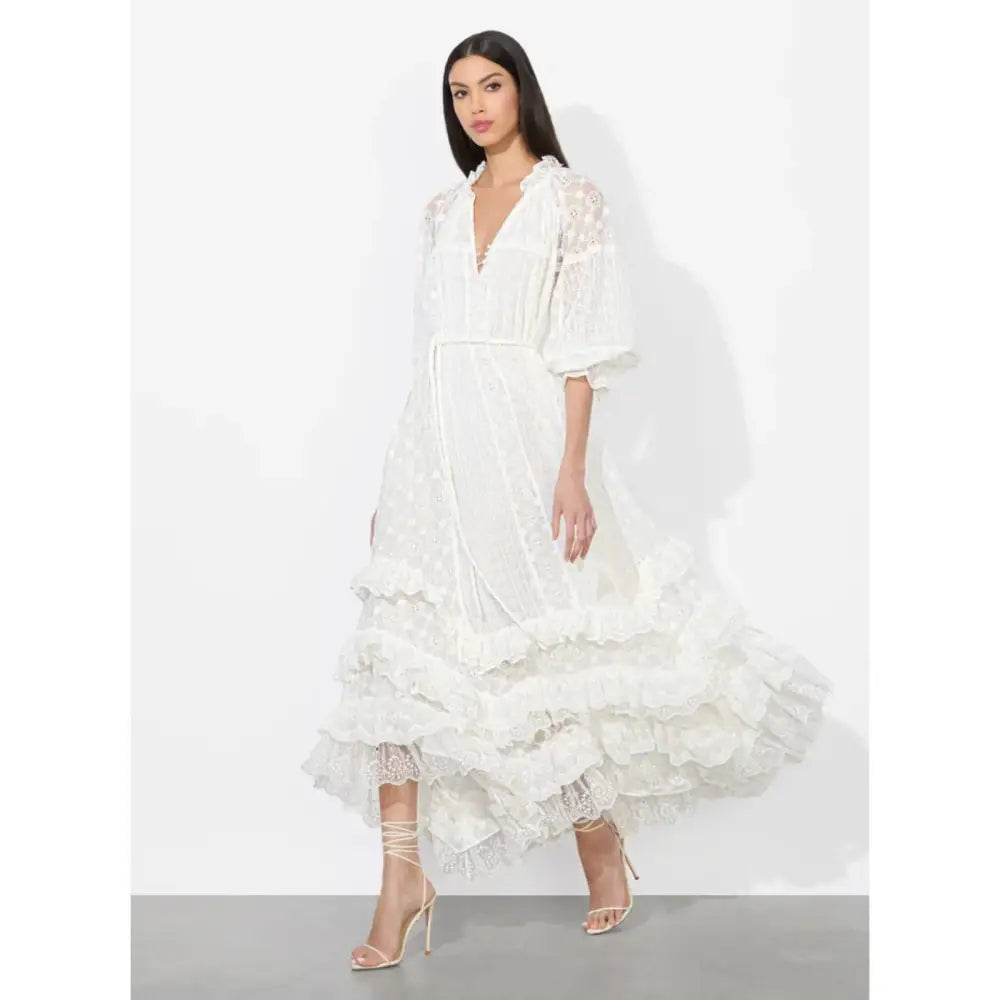 Alice + Olivia ALYCEN EYELET MAXI DRESS