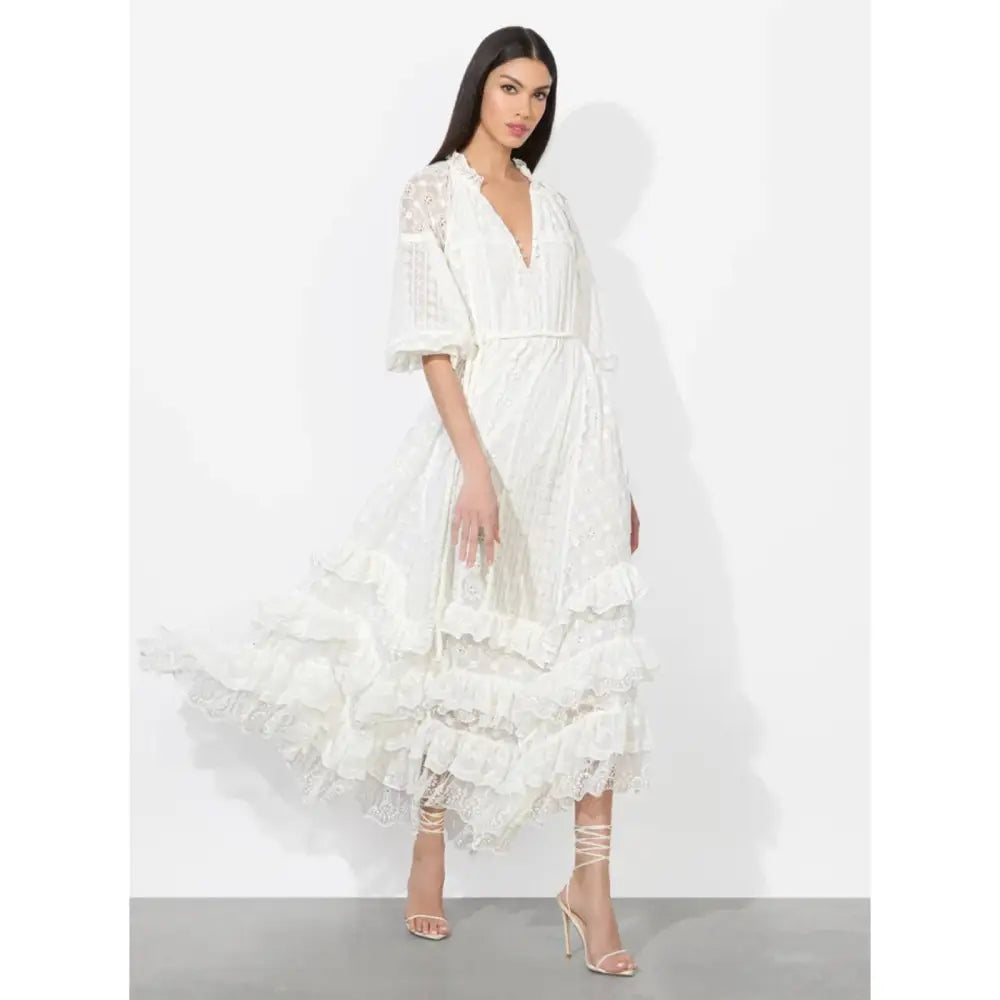 alice and olivia lace maxi dress CALLA LACE MAXI DRESS in OFF WHITE