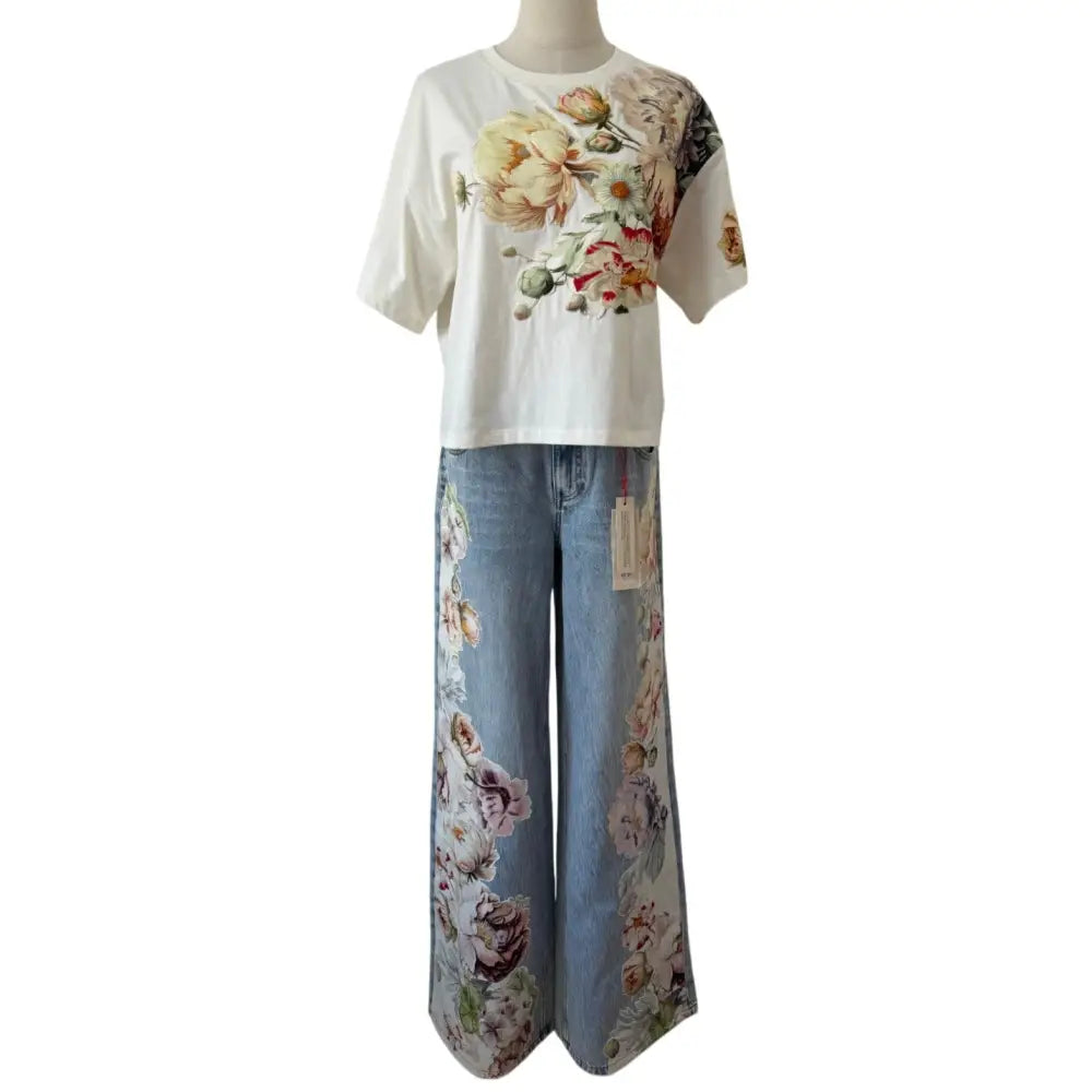 Alice + Olivia Amazing Baggy Jeans Sierra Vintage/Multi - Bottoms