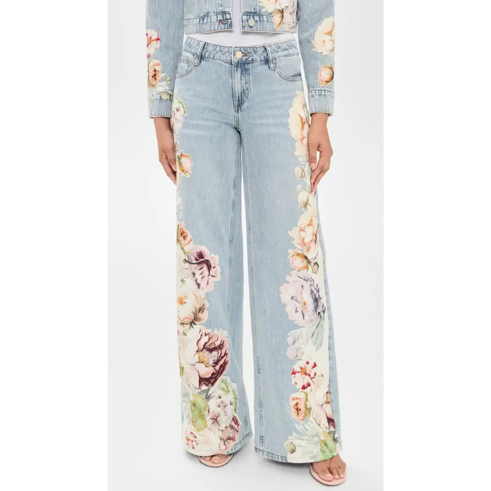 Alice + Olivia Amazing Baggy Jeans Sierra Vintage/Multi - Bottoms