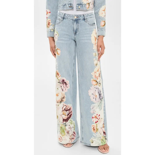 Alice + Olivia Amazing Baggy Jeans Sierra Vintage/Multi - Bottoms
