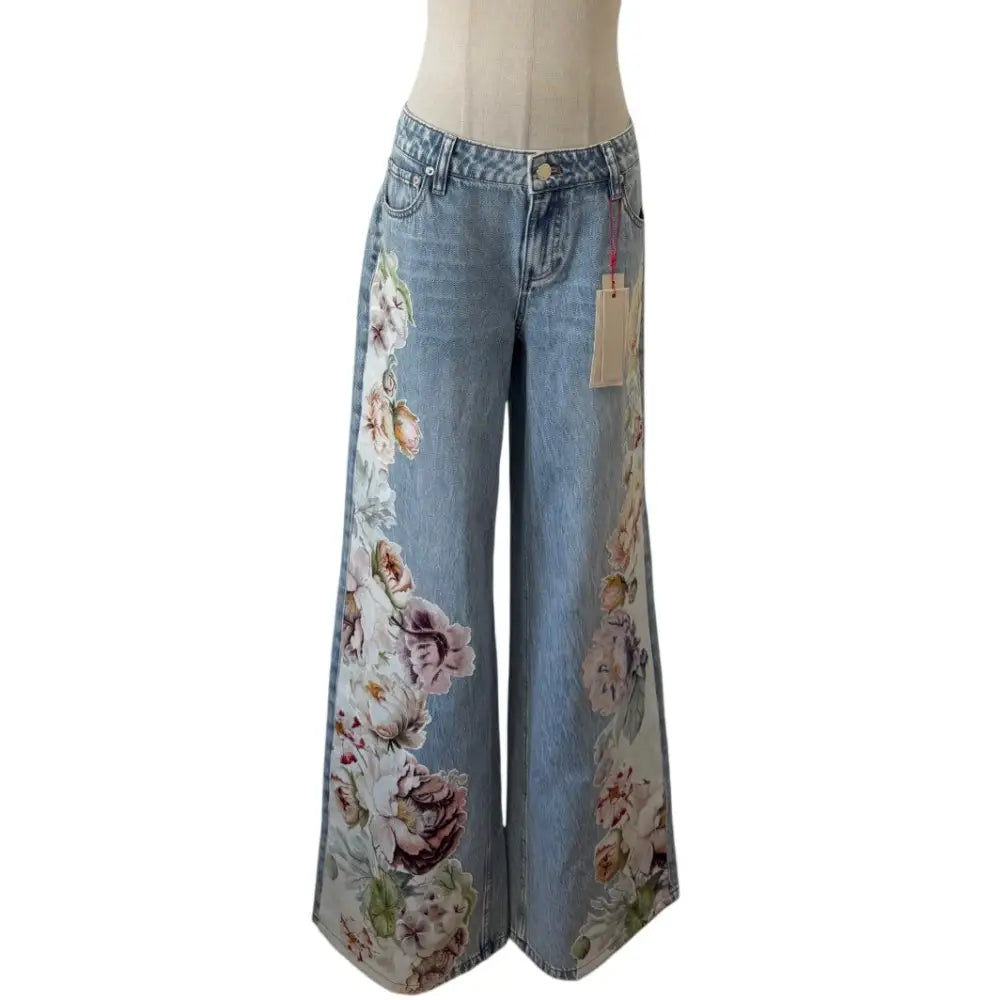 Alice + Olivia Amazing Baggy Jeans Sierra Vintage/Multi - Bottoms