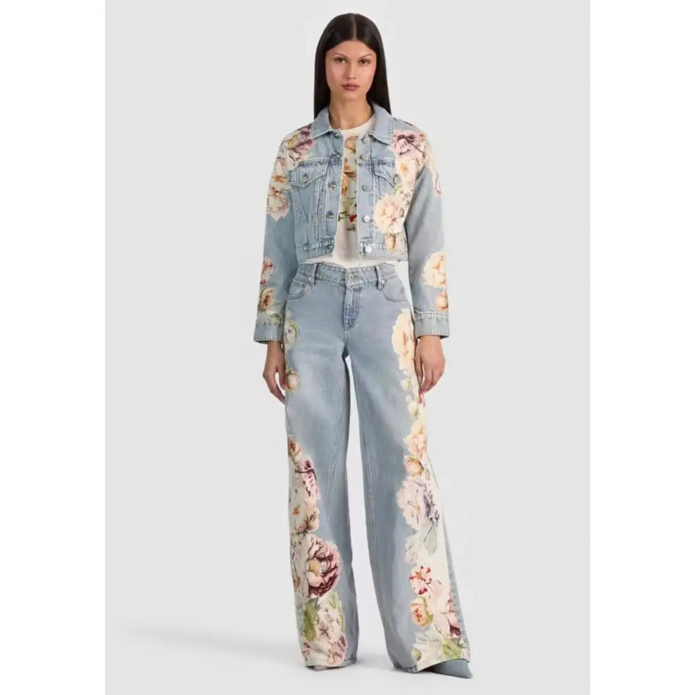 Alice + Olivia Amazing Baggy Jeans Sierra Vintage/Multi - Bottoms