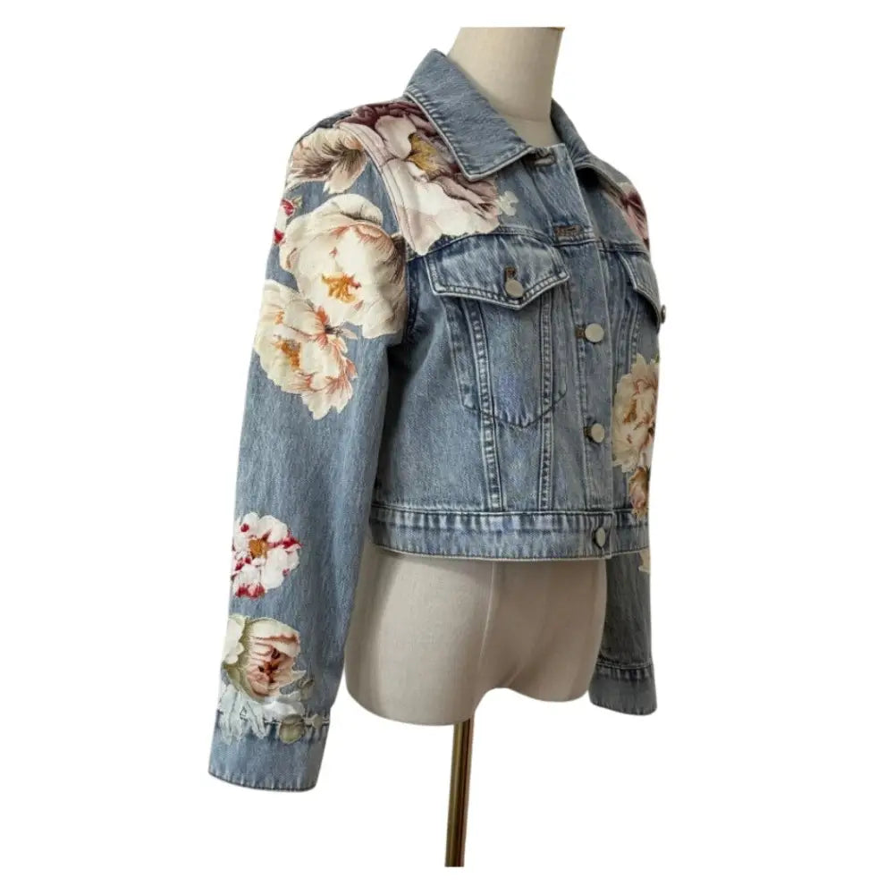 Alice + Olivia CHLOE EMBROIDERED DENIM JACKET - Jacket