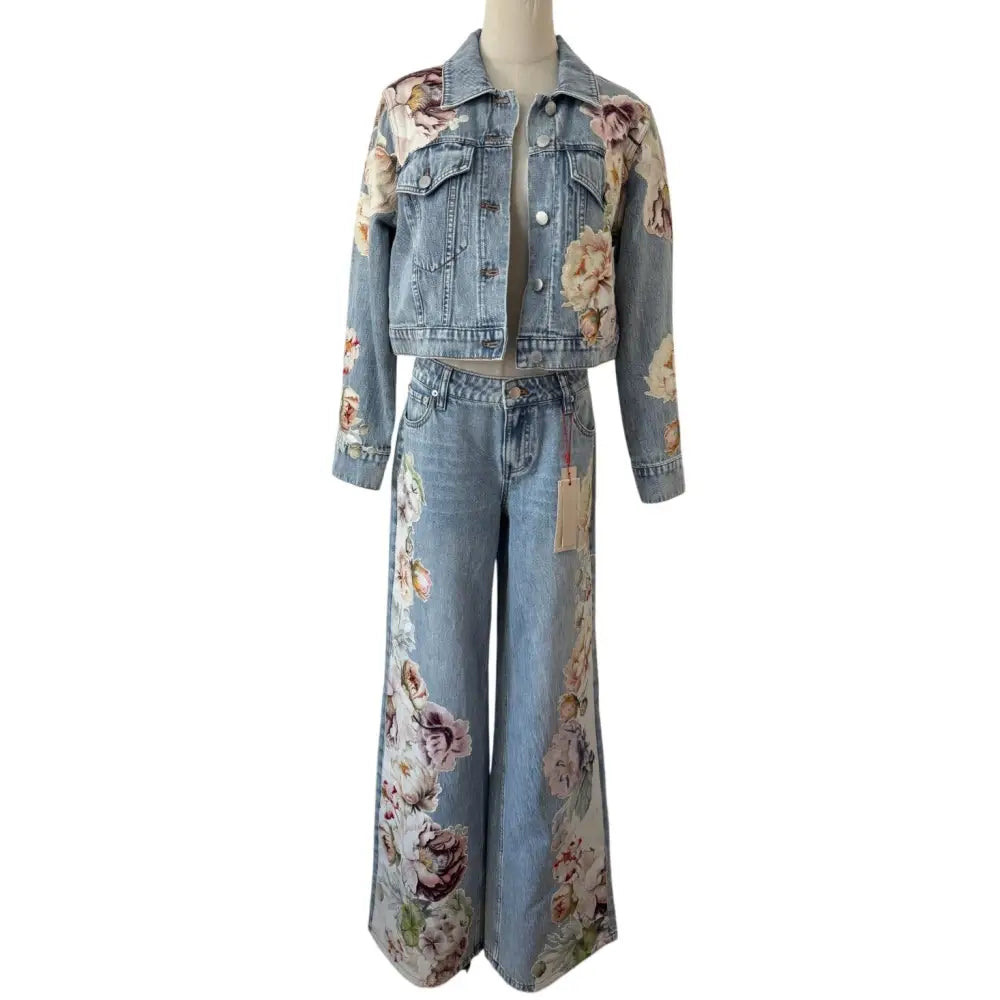 Alice + Olivia CHLOE EMBROIDERED DENIM JACKET - Jacket