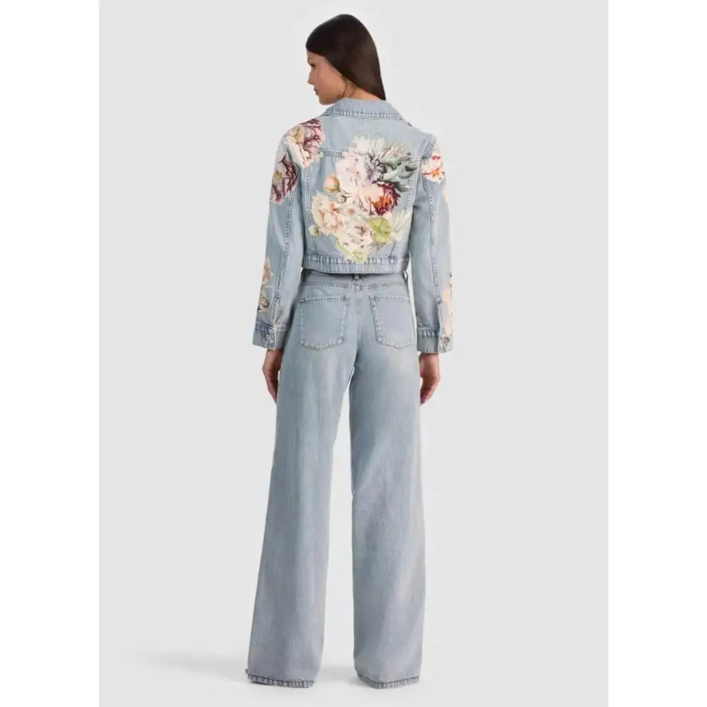 Alice + Olivia CHLOE EMBROIDERED DENIM JACKET - Jacket