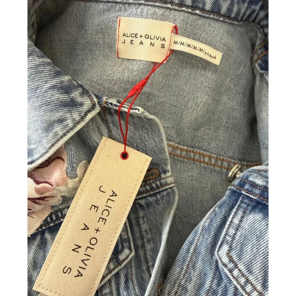 Alice + Olivia CHLOE EMBROIDERED DENIM JACKET - Jacket