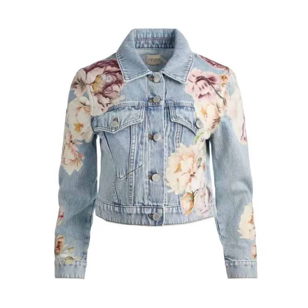 Alice + Olivia CHLOE EMBROIDERED DENIM JACKET - Jacket
