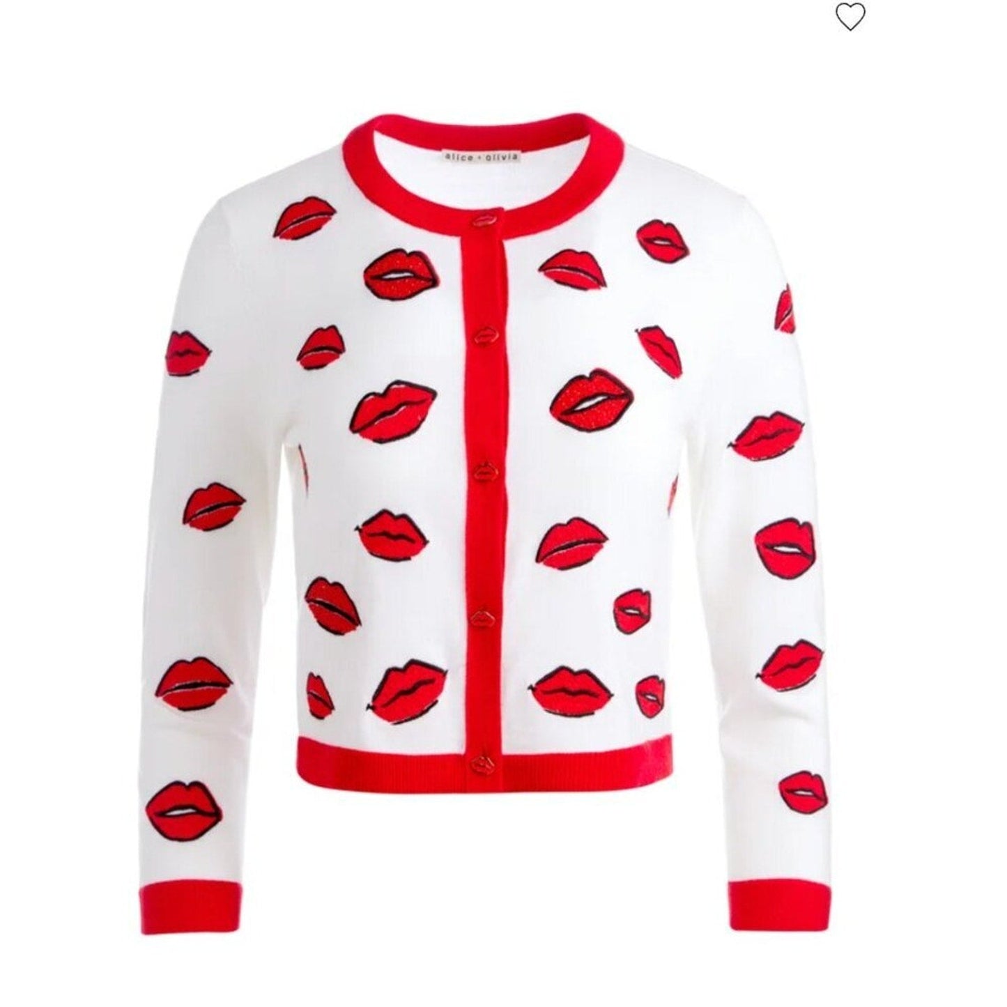 Alice + Olivia DARODA KISS CREWNECK CROPPED CARDIGAN XS - Alice + Olivia Bernardi Collective