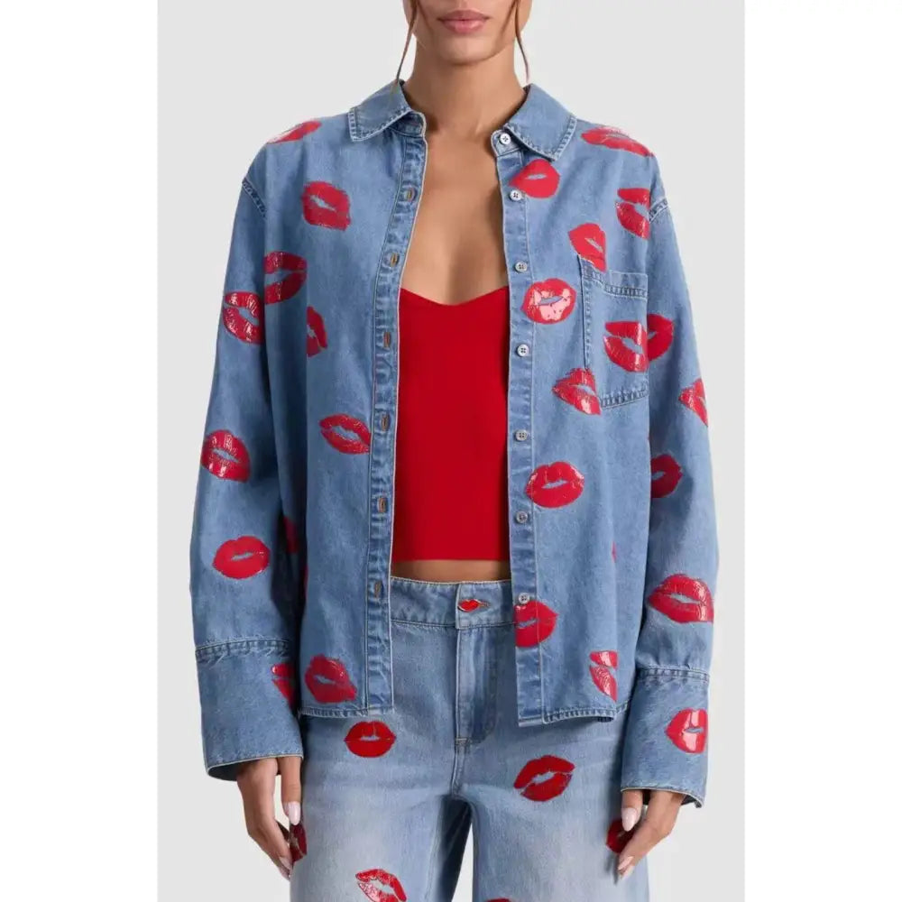 Alice + Olivia FINELY OVERSIZED BUTTON DOWN - Tops