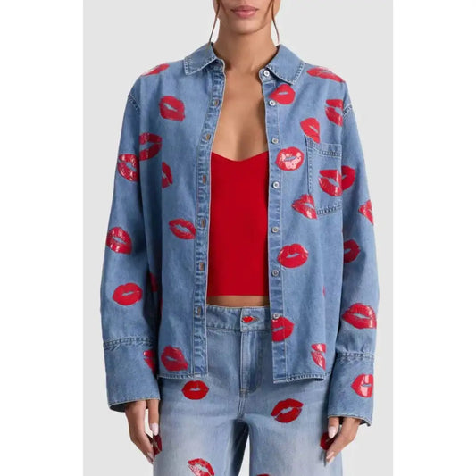 Alice + Olivia FINELY OVERSIZED BUTTON DOWN - Tops