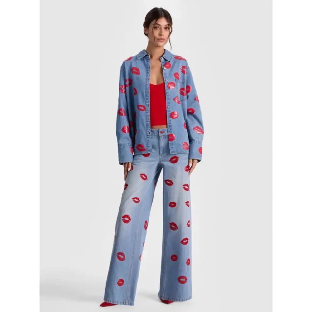 Alice + Olivia FINELY OVERSIZED BUTTON DOWN - Tops