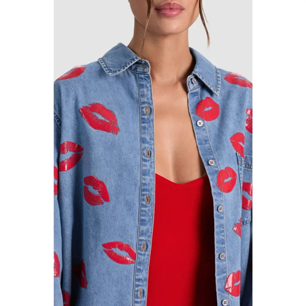 Alice + Olivia FINELY OVERSIZED BUTTON DOWN - Tops