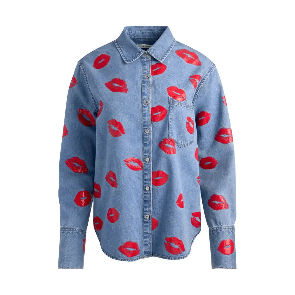 Alice + Olivia FINELY OVERSIZED BUTTON DOWN - Tops