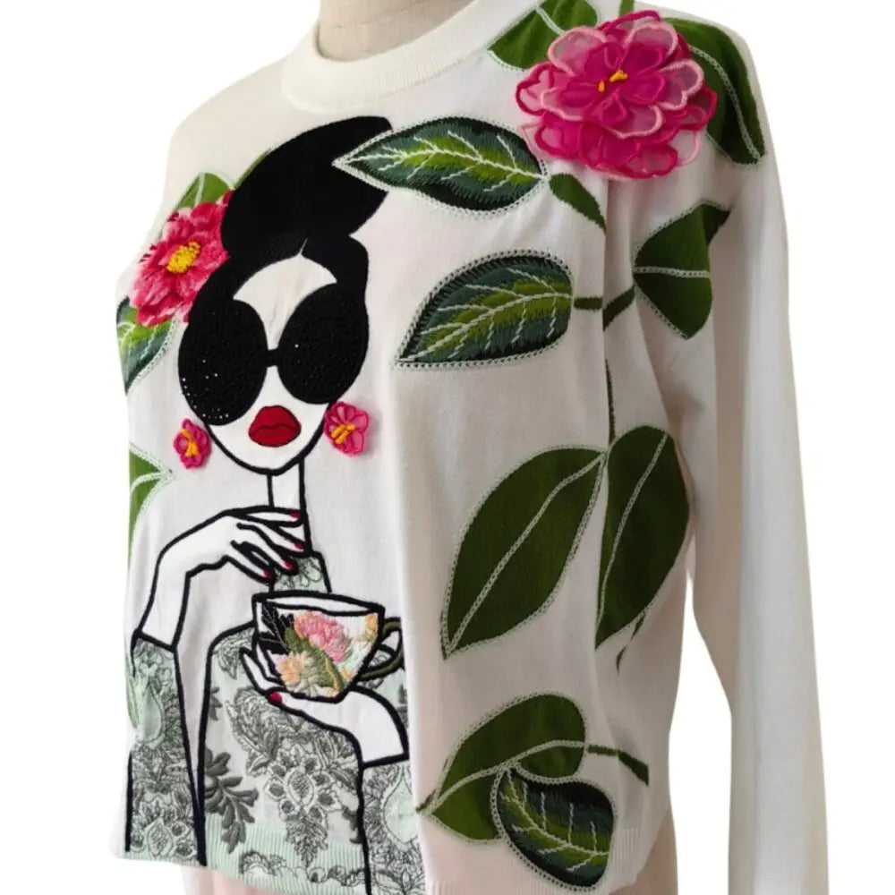 Alice + Olivia Gleeson Floral Sweater