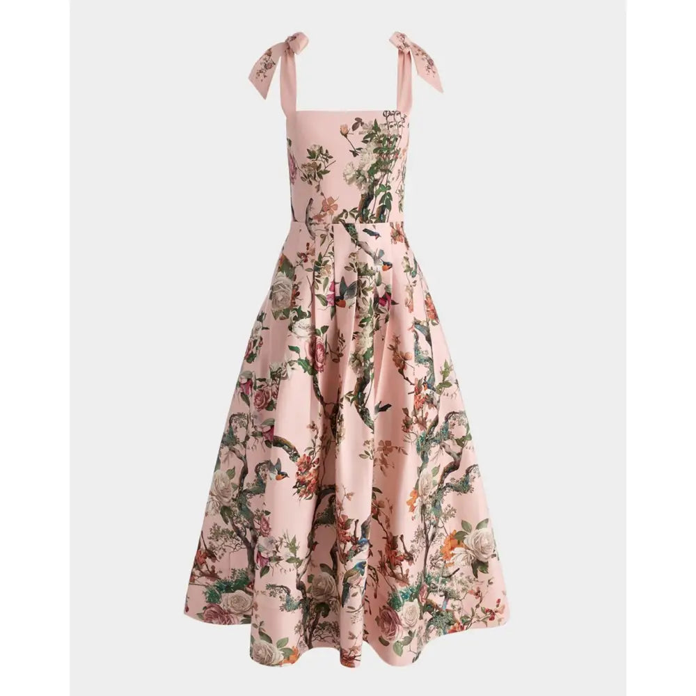 Alice + Olivia Hana Floral Tie-Shoulder Maxi Dress - Dress