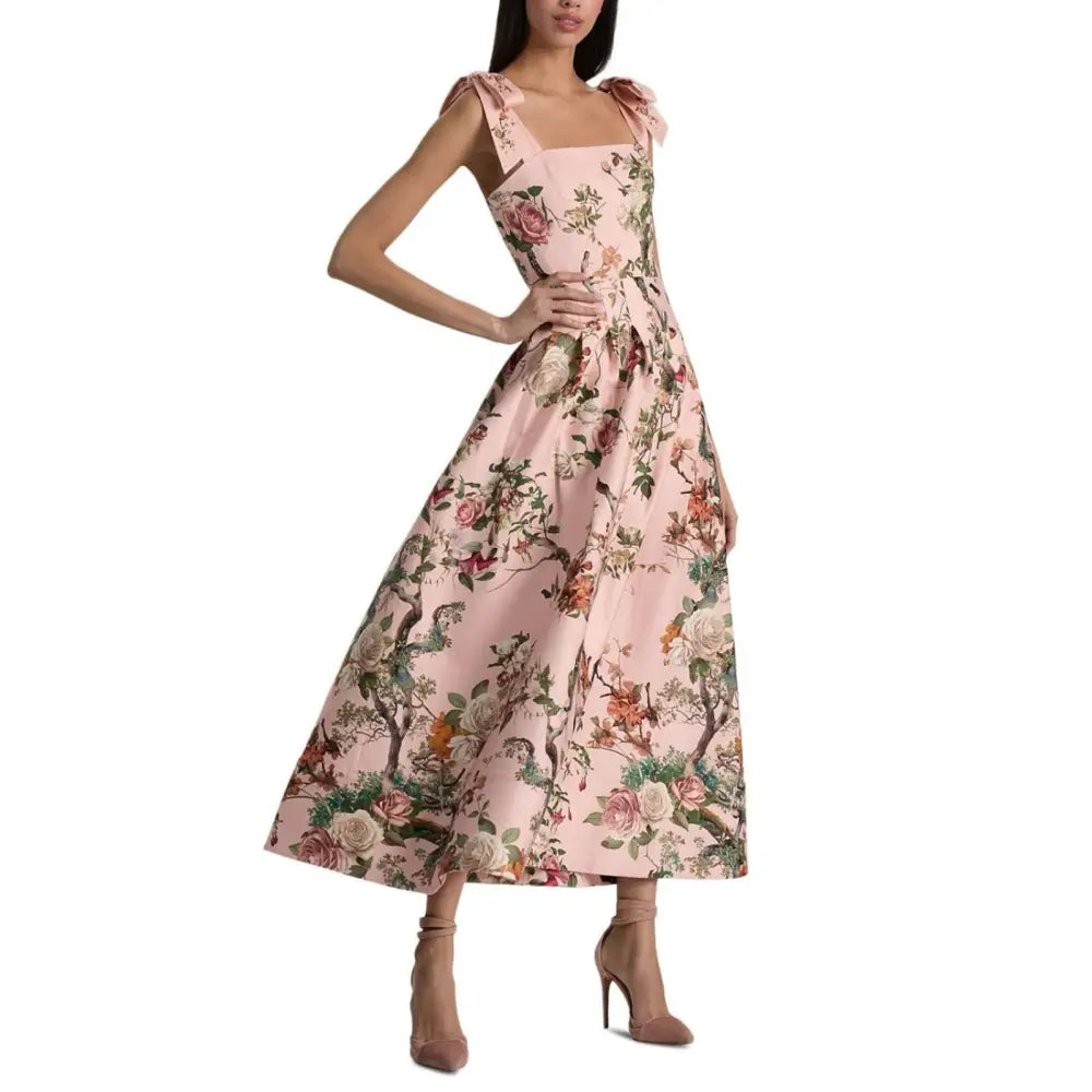 Alice + Olivia Hana Floral Tie-Shoulder Maxi Dress - Dress