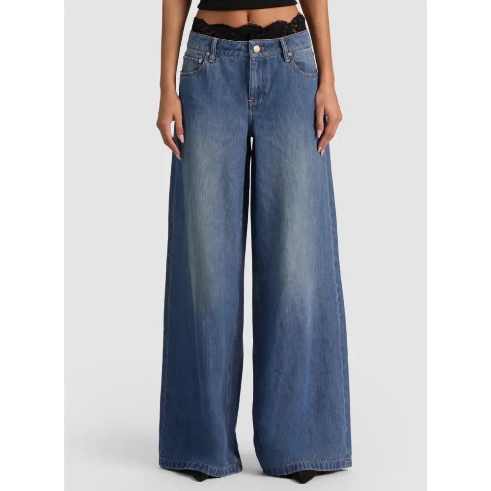 Alice + Olivia IAN LACE TRIM JEAN - Bottoms