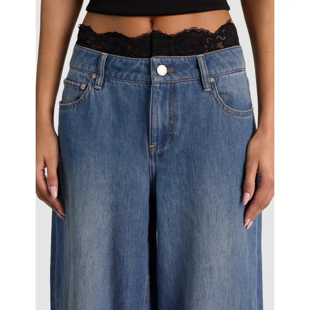 Alice + Olivia IAN LACE TRIM JEAN - Bottoms