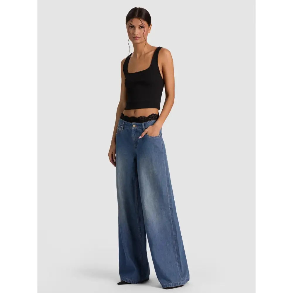 Alice + Olivia IAN LACE TRIM JEAN - Bottoms