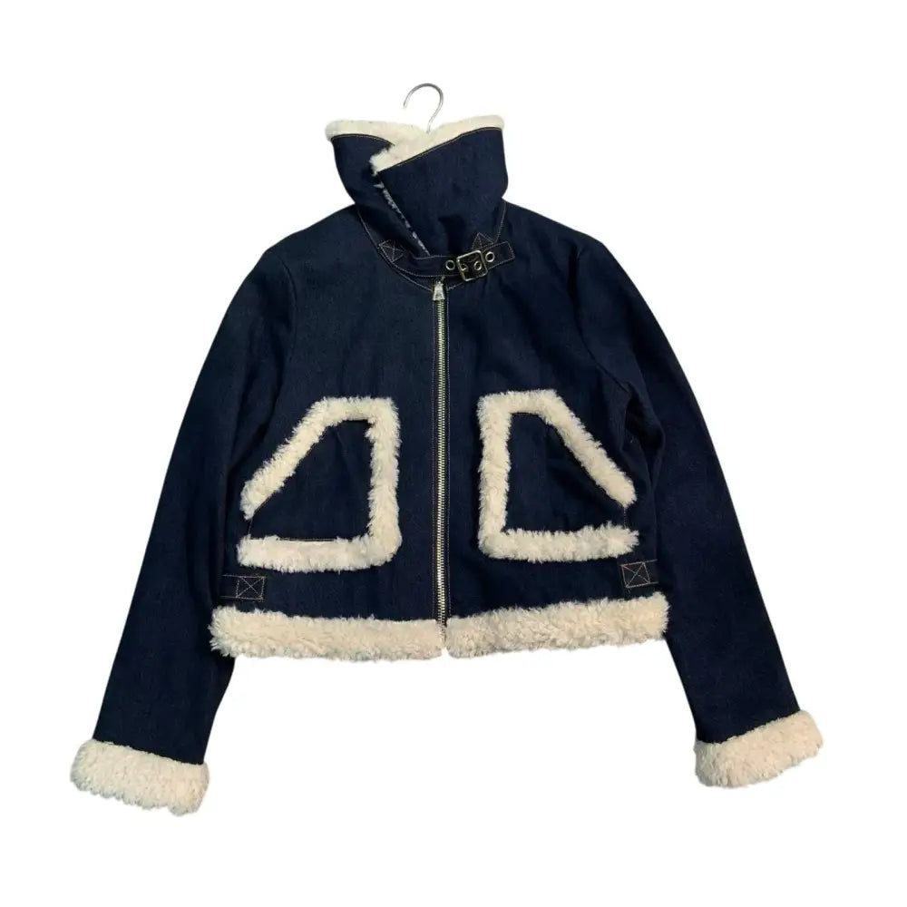 Alice + Olivia ISAIAH FAUX SHEARLING DENIM AVIATOR JACKET - Jacket