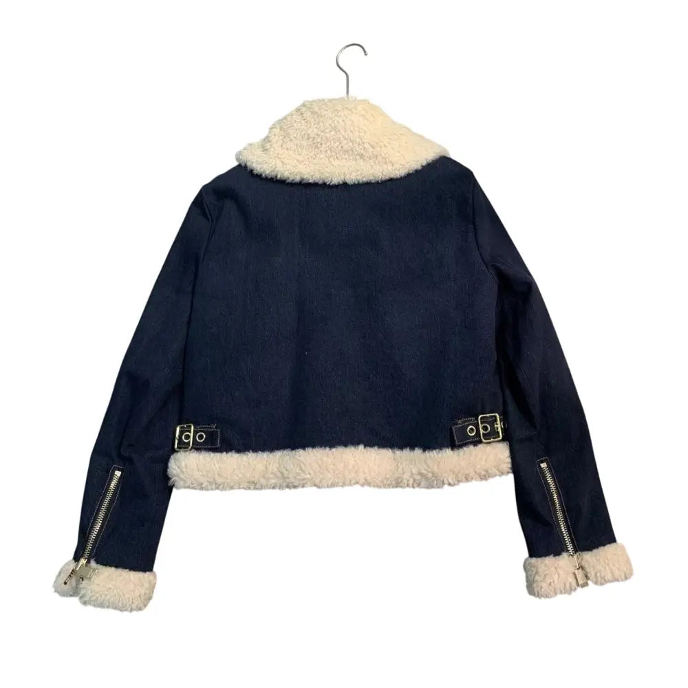 Alice + Olivia ISAIAH FAUX SHEARLING DENIM AVIATOR JACKET - Jacket