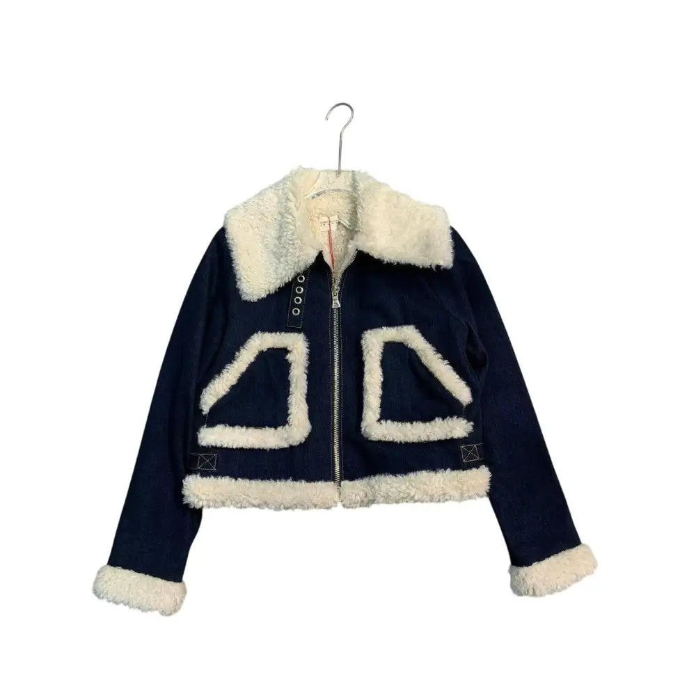 Alice + Olivia ISAIAH FAUX SHEARLING DENIM AVIATOR JACKET - Jacket