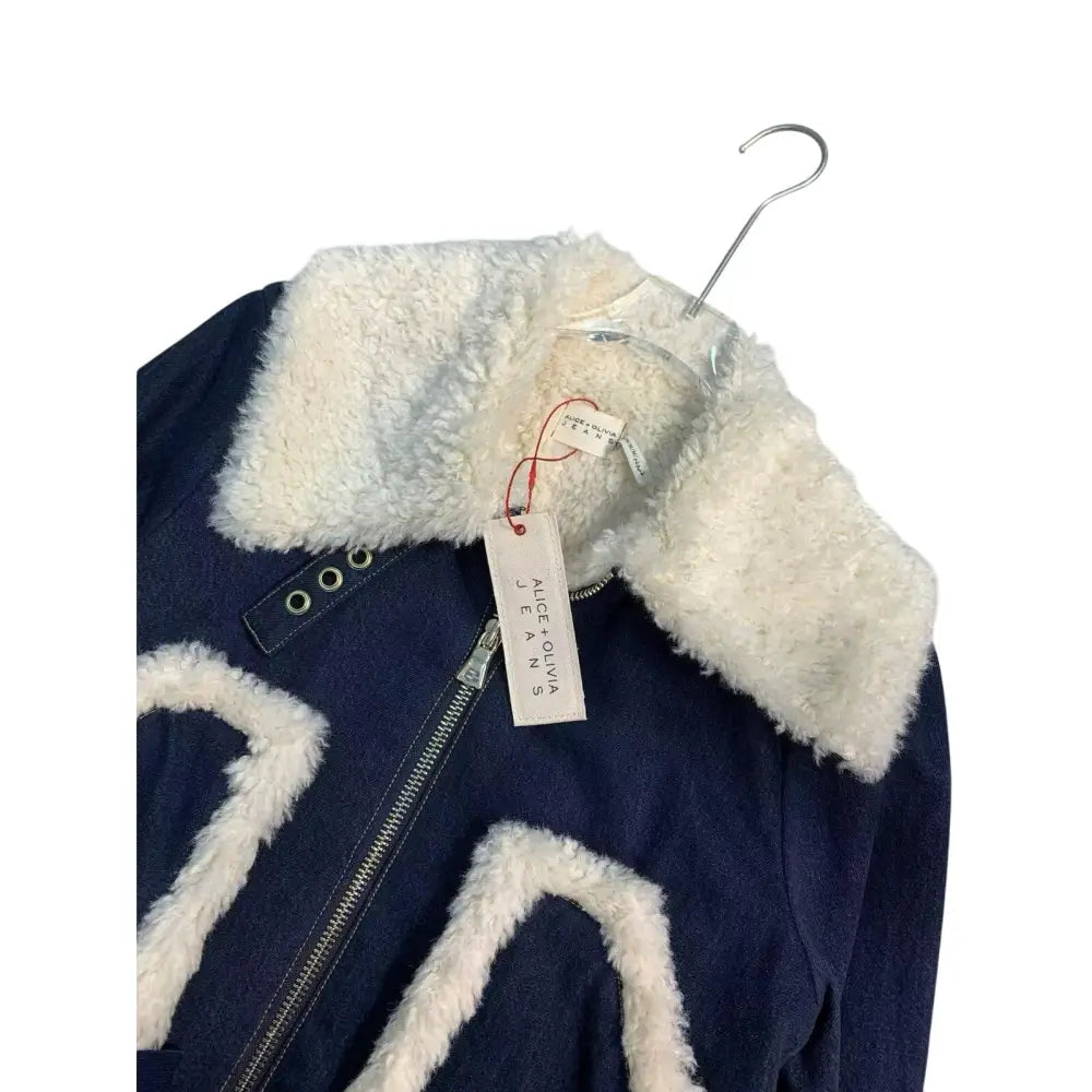 Alice + Olivia ISAIAH FAUX SHEARLING DENIM AVIATOR JACKET - Jacket