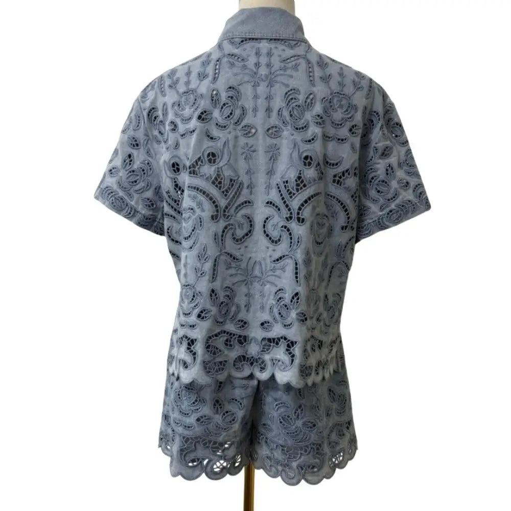 Alice + Olivia KENLEY EYELET DENIM SHORT - Shorts