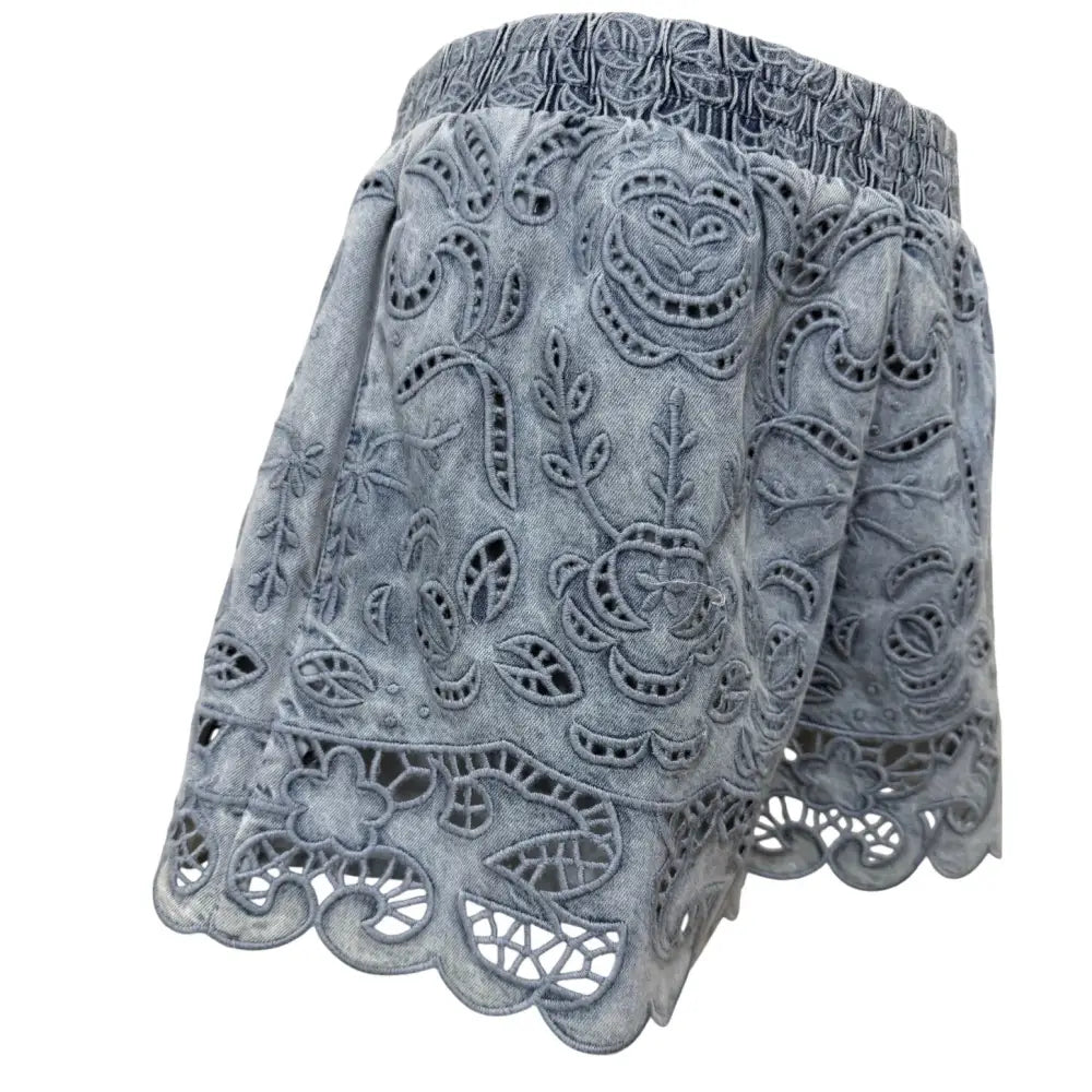 Alice + Olivia KENLEY EYELET DENIM SHORT - Shorts
