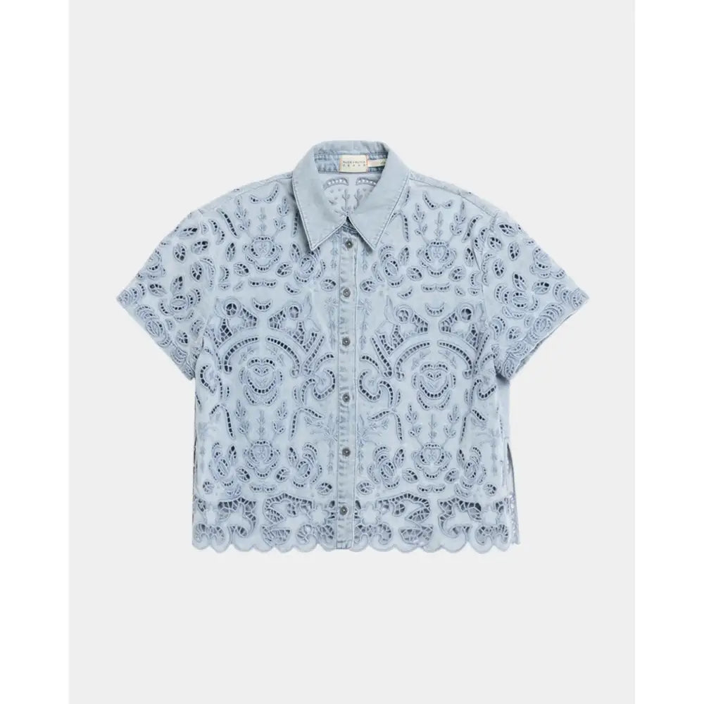 Alice + Olivia Lane Denim Button Down Shirt - Tops