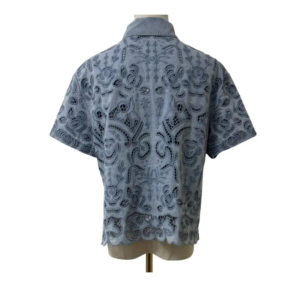 Alice + Olivia Lane Denim Button Down Shirt - Tops