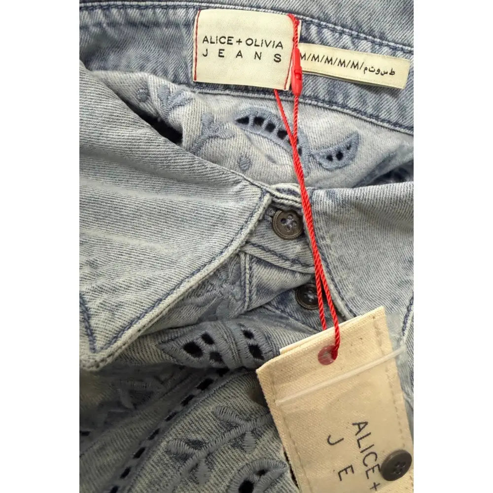 Alice + Olivia Lane Denim Button Down Shirt - Tops