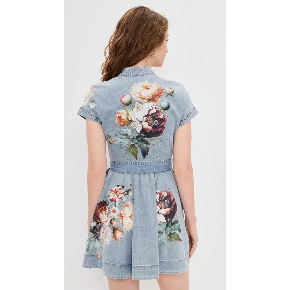 ALICE + OLIVIA Lucy Mini Denim Shirt Dress - Dress
