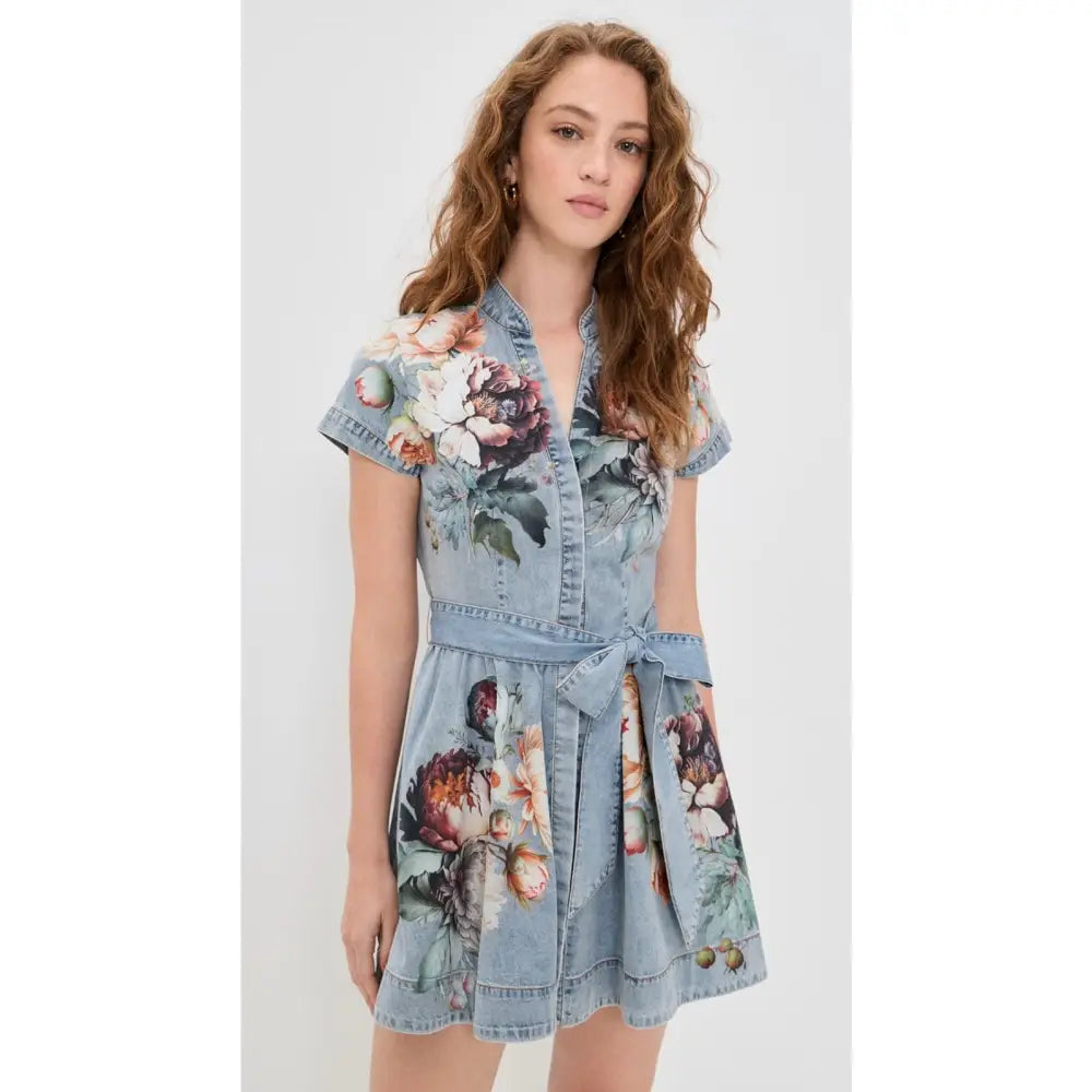 ALICE + OLIVIA Lucy Mini Denim Shirt Dress - Dress