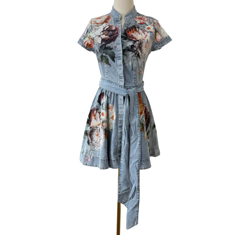 ALICE + OLIVIA Lucy Mini Denim Shirt Dress - Dress