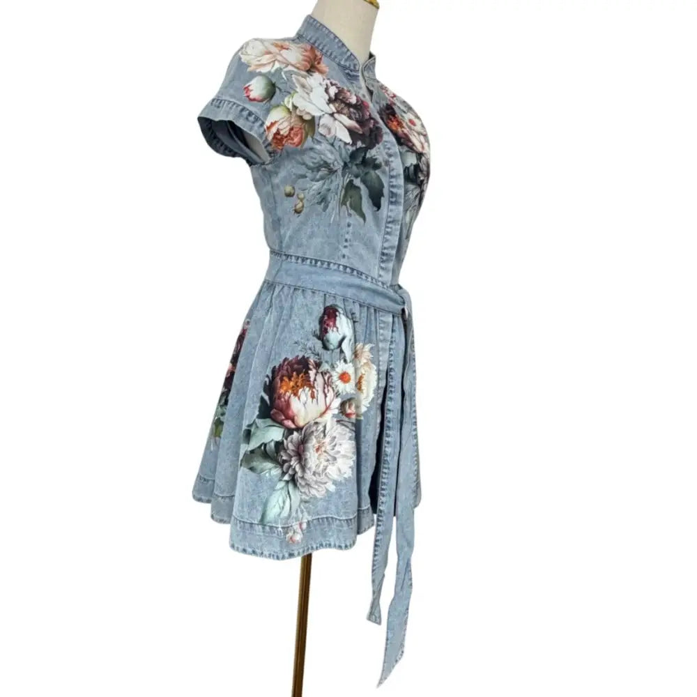 ALICE + OLIVIA Lucy Mini Denim Shirt Dress - Dress