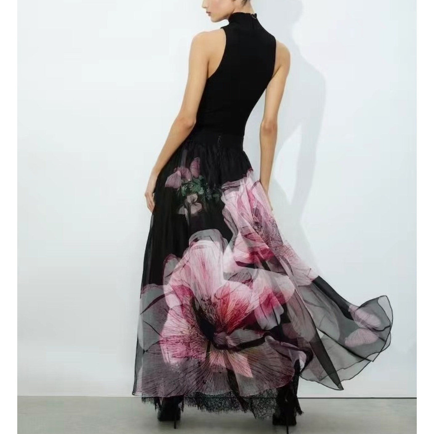 Alice + Olivia Luna Floral Nilda Lace-Trim Maxi Skirt | Romantic Skirt