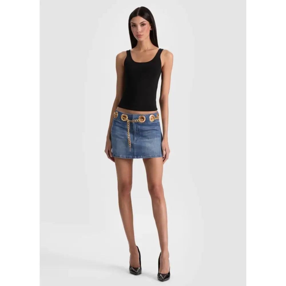 Alice + Olivia MORGANA CHAIN BELT DENIM MINI SKIRT - Skirts