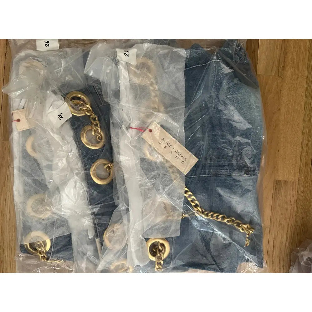 Alice + Olivia MORGANA CHAIN BELT DENIM MINI SKIRT - Skirts